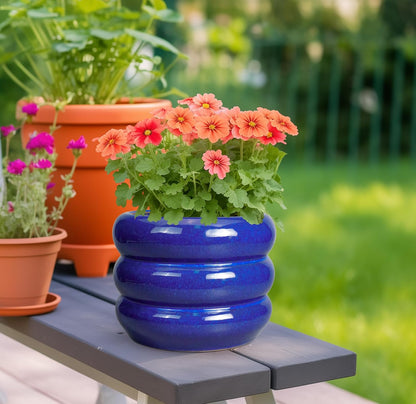SQOWL 8 Inch Plant Pot - Ceramic Planter Indoor Plant Pot with Drainage Hole Outdoor Flower Pot