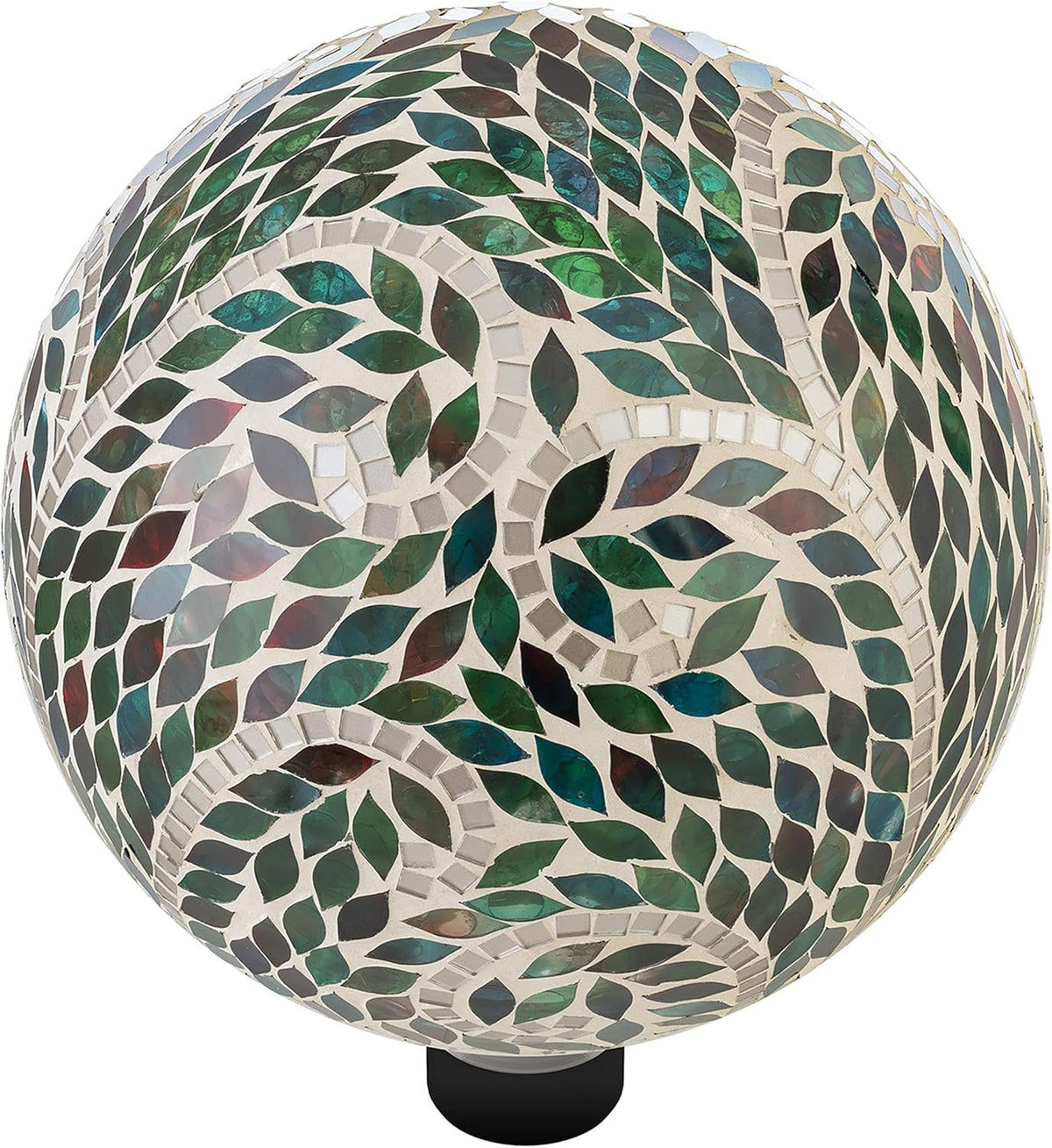 Alpine Corporation 10" Diameter Indoor/Outdoor Glass Mosaic Gazing Globe Yard Decoration, Scroll