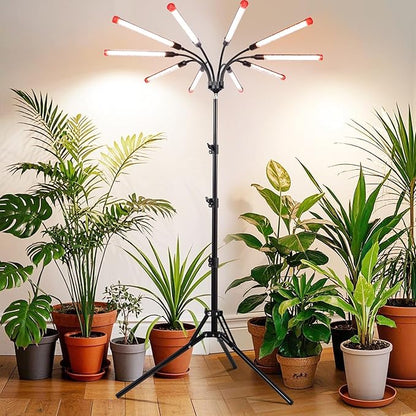 10Head Grow Lights for Indoor Plants, Seed Starting, Vegetables, Bonsai with Tripod Stand and Auto