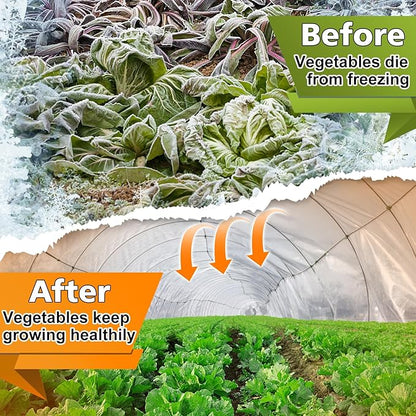 Alphatool Greenhouse Cover Plastic Sheeting - 8 x 24 ft Plant Covers Freeze Protection, Frost