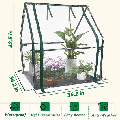 Gardzen Mini Greenhouse Indoor with Waterproof Bottom, Heavy Duty Portable Green House for Outdoor