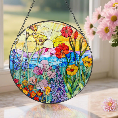 8-Inch Stained Glass Ornament, Stained Glass Window Hanging, Window Hanging Decor, Suncatcher Home
