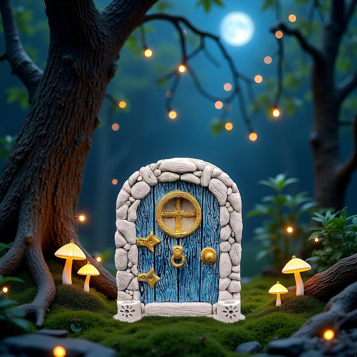 Blue Streak Archway Mini Fairy Garden Door for Tree, 3D Miniature Fairy Door for Fairytale Tiny