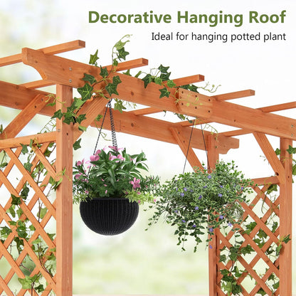 S AFSTAR 84" Wooden Garden Arbor, Plant Climbing Arch Trellis Pergola Archway Wedding Arch for