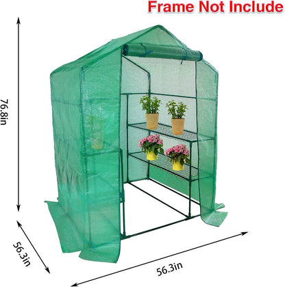 Walk-in Greenhouse Replacement Cover with Roll-Up Zipper Door- 56"x56"x76" PE Plant Gardening
