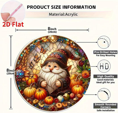 7.87Inch Fall Sun Catcher Acrylic Garden Cute Pumpkin Dwarf Suncatcher Decor Window Hanging for