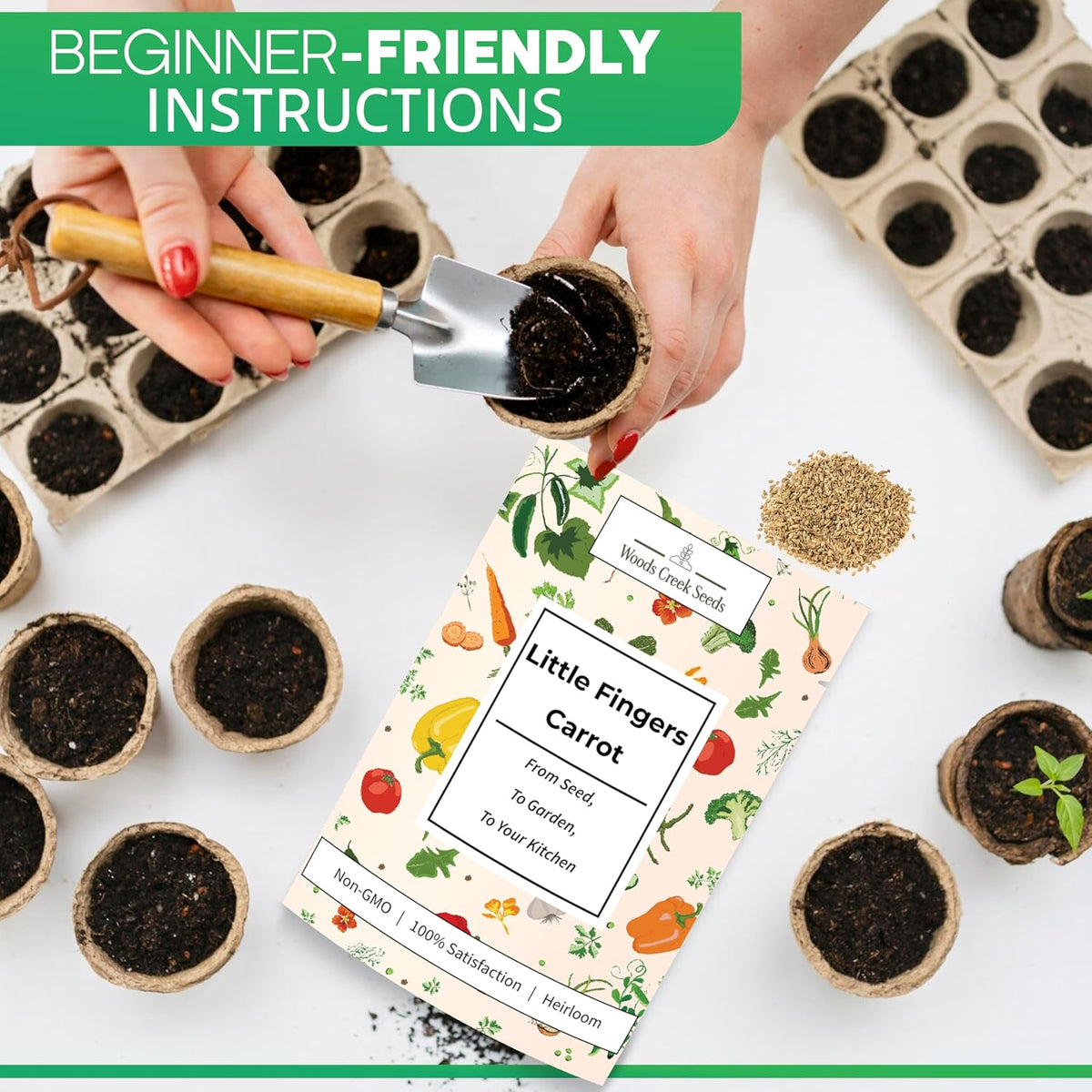Woods Creek Seeds: Little Fingers Carrot Seeds for Planting - Over 2,800 Heirloom Carrot Seed Pack