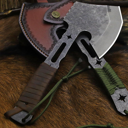 BA-KOR 12.2-inch DC53 Steel 10mm Thick Multi-Functional Survival Axe for Camping, EDC Tool, Jungle