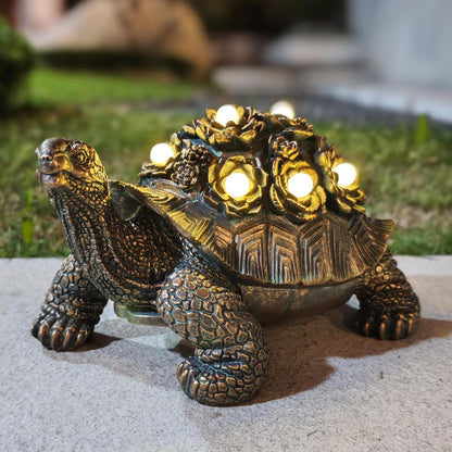 Outdoor Solar Turtle Decor - Resin Succulent Planter with Waterproof LED Shell, Unique Garden Gift