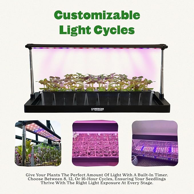 Epic Gardening Seed Starting Grow Light - Full-Spectrum LED with Adjustable Height & Integrated