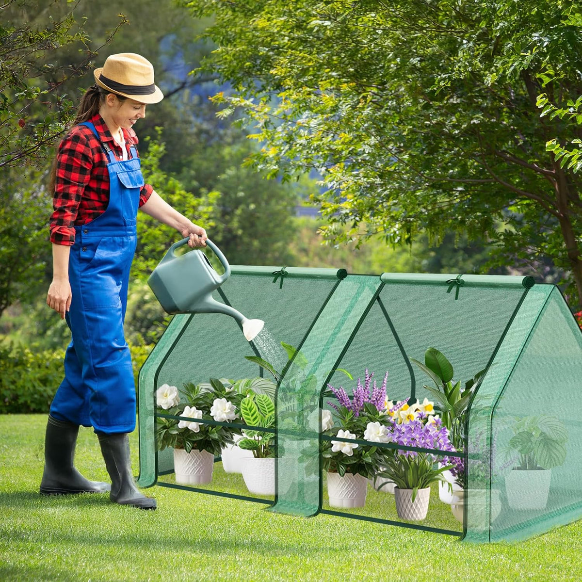 Aoodor 6 x 3 x 3 ft Mini Greenhouse with 2 Zipper Doors, Water-Resistant, UV-Protected for Flowers