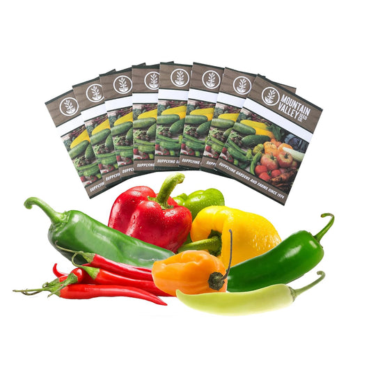 8-Pack Non-GMO Heirloom Sweet Pepper Seeds & Hot Pepper Seeds - Anaheim Pepper Seeds, Habanero
