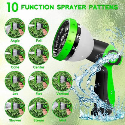 Garden Hose 50FT, NON-EXPANDABLE Heavy-Duty Flexible & Lightweight Water Hose with 10-Function