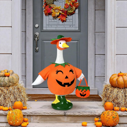 Pumpkin Goose Outfit, 23-inch Halloween Porch Goose Outfit. Cute Goose Clothes for Outdoor Garden