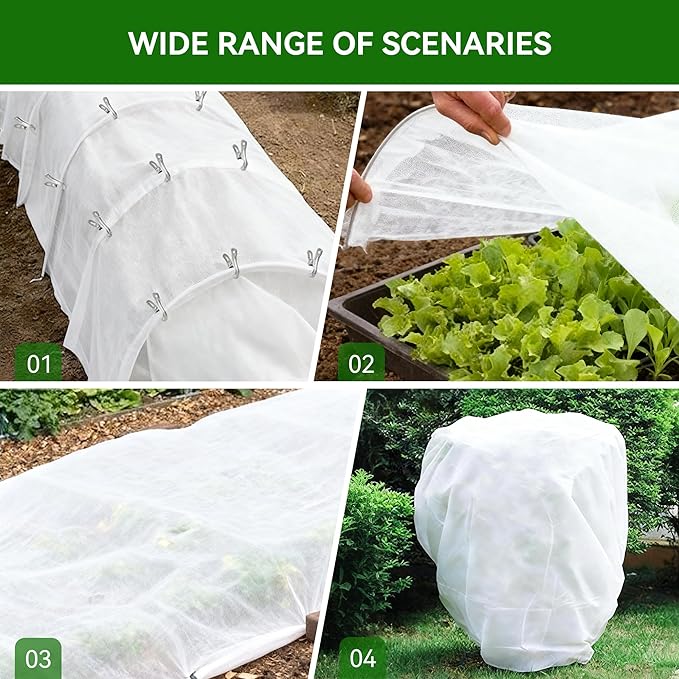 10 FT x 33 FT Plant Covers Freeze Protection kit - 1.8 oz/yd² Thickened Frost Cloths Blankets with