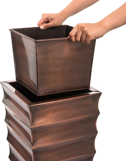 H Potter Copper Ribbed Planter Large for Outdoor Indoor Plants Small Spaces Entryway Patio Porch