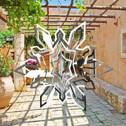 Hanging Wind Spinner Outdoor Metal Decorations, Silver Wind Spinners for Yard and Garden, 3D Mirror