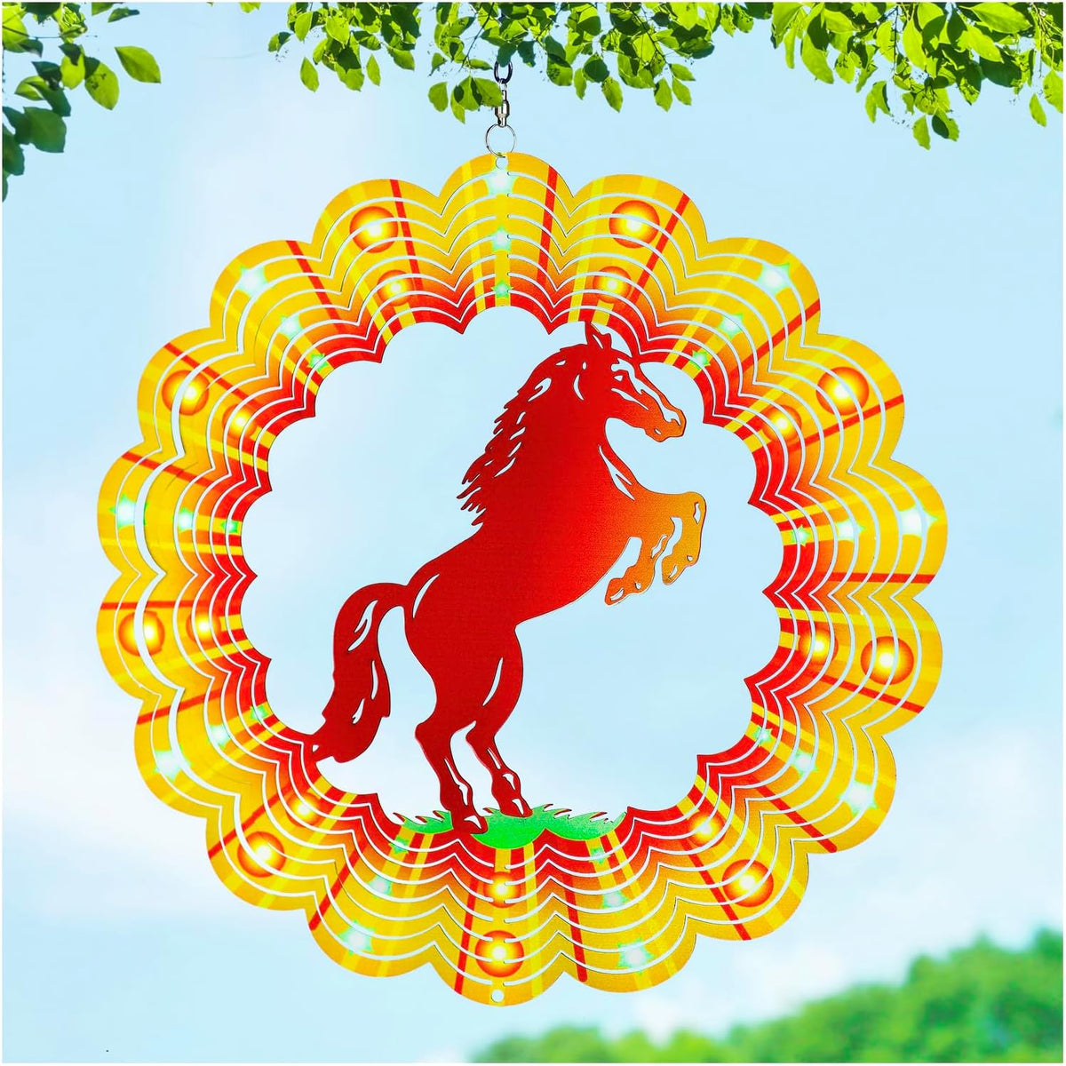 Horse Wind Spinners Horse Gifts for Women/Girls/Men 12 inch 3D Stainless Steel Hanging Wind Spinner