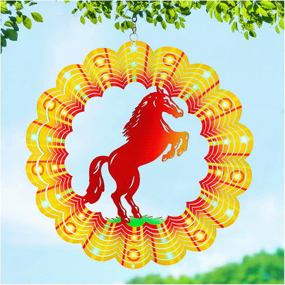 Horse Wind Spinners Horse Gifts for Women/Girls/Men 12 inch 3D Stainless Steel Hanging Wind Spinner