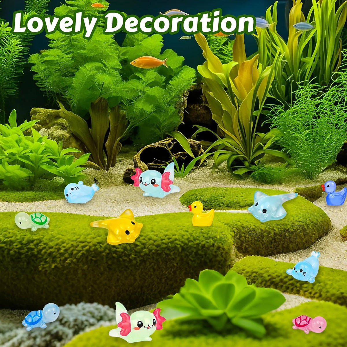 120 Pcs Luminous Mini Resin Animals Glow in The Dark Small Little Tiny Resin Figurines Ducks