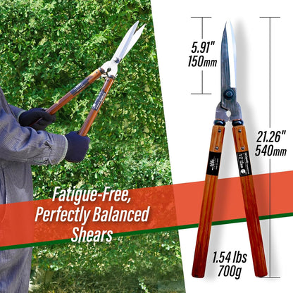 SUIZAN Hedge Shears 21.3" - Professional Japanese Garden Clippers for Precise Trimming Gardening