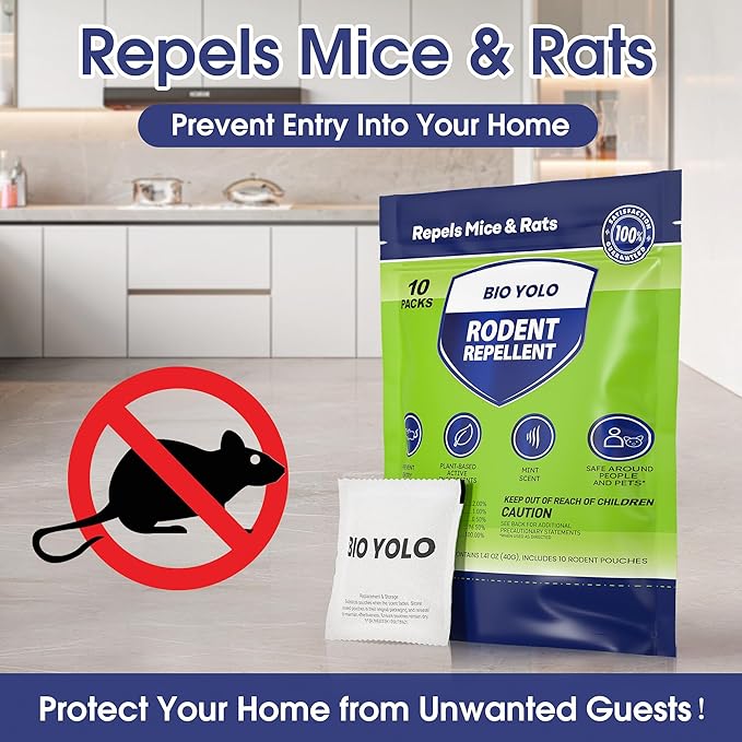 Rodent Repellent Pouches – Peppermint Oil, Plant-Powered – Repels Mice, Rats & Squirrels, Mouse