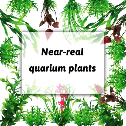 Fish Tank Accessories Aquarium Decorations Rock Plants, 20pcs Green Fish Tank Decorations Plants