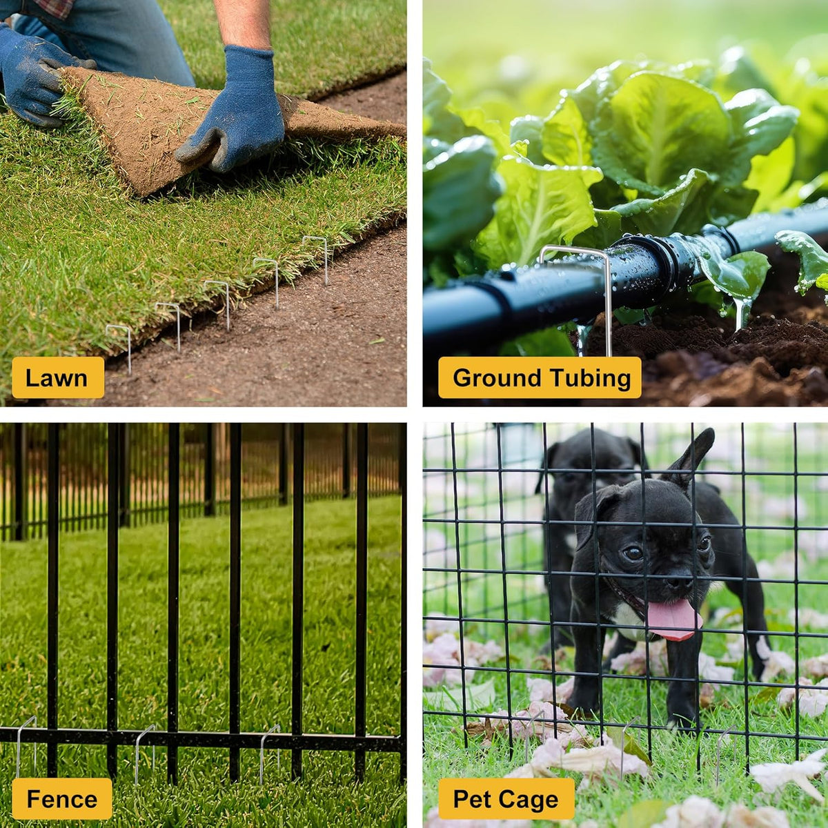 HongWay 60 Pack 12 Inch Landscape Staples, Tent Stakes Heavy Duty Galvanized 11 Gauge Garden Pins