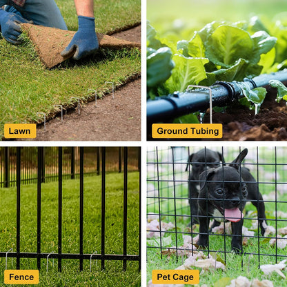 HongWay 60 Pack 12 Inch Landscape Staples, Tent Stakes Heavy Duty Galvanized 11 Gauge Garden Pins