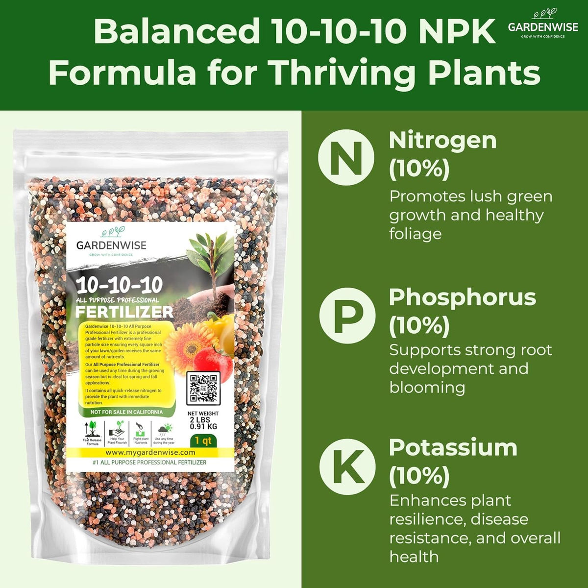 10-10-10 All-Purpose Professional Fertilizer Plant Food for Indoor/Outdoor Gardening; Premium