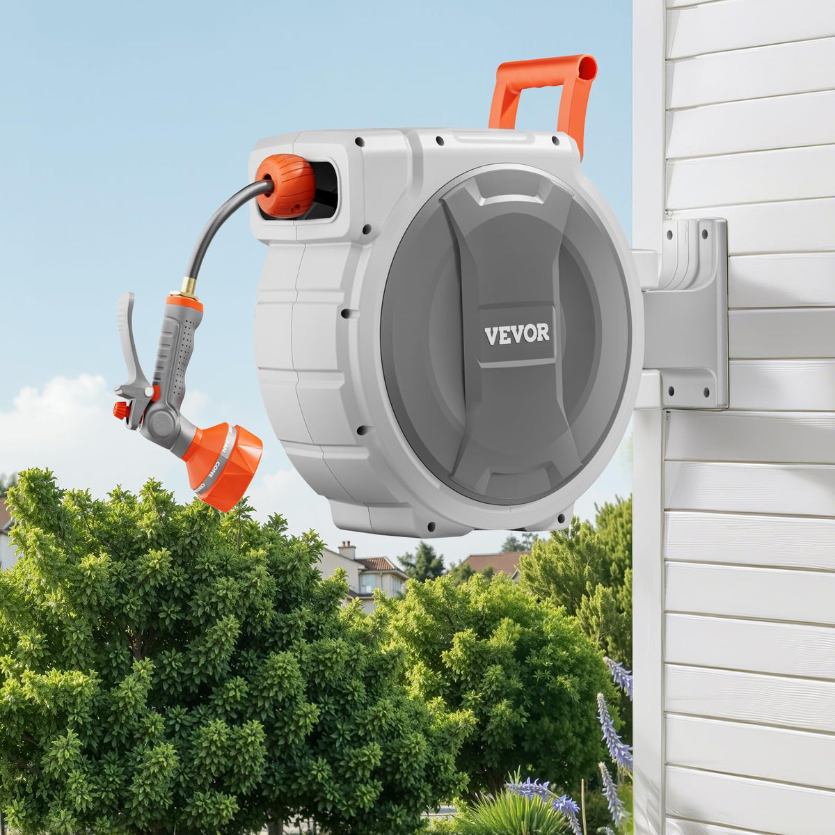 VEVOR Retractable Garden Hose Reel, 1/2 Inch x 84 ft Wall Mounted Heavy Duty Garden Hose Reel with