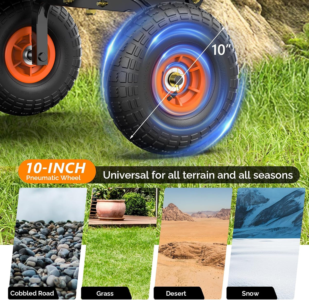 VINGLI Dump Cart Wagon, 440LBS Quick-Release Dump Wheelbarrow, All-Terrain 10" Tires Garden Wagon