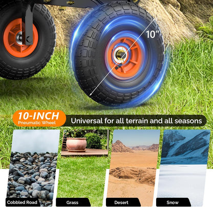 VINGLI Dump Cart Wagon, 440LBS Quick-Release Dump Wheelbarrow, All-Terrain 10" Tires Garden Wagon