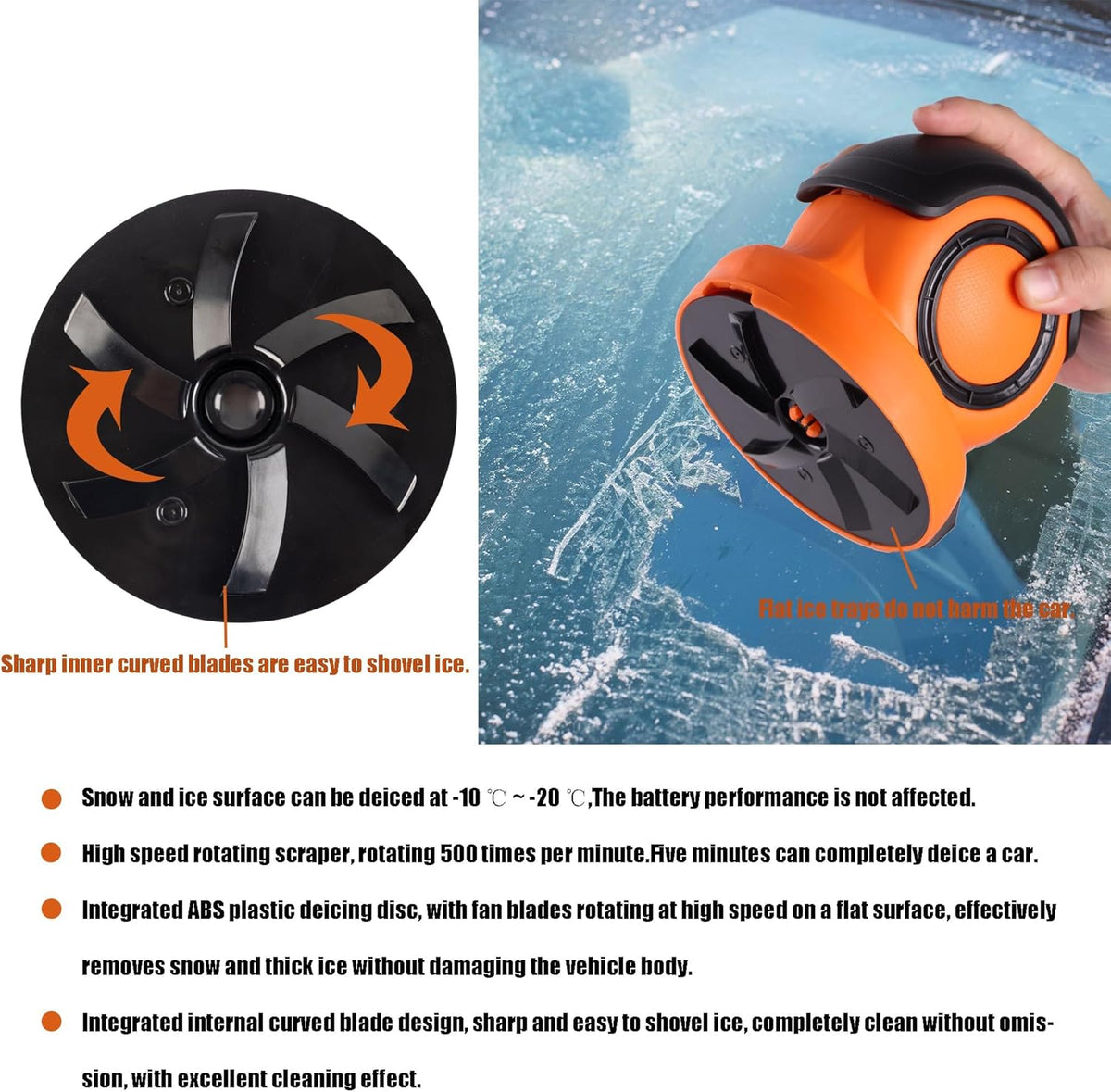 3-in-1 Electric Ice Scraper for Cars & Home – Cordless Handheld Defroster, Cleaner & Polisher, 500