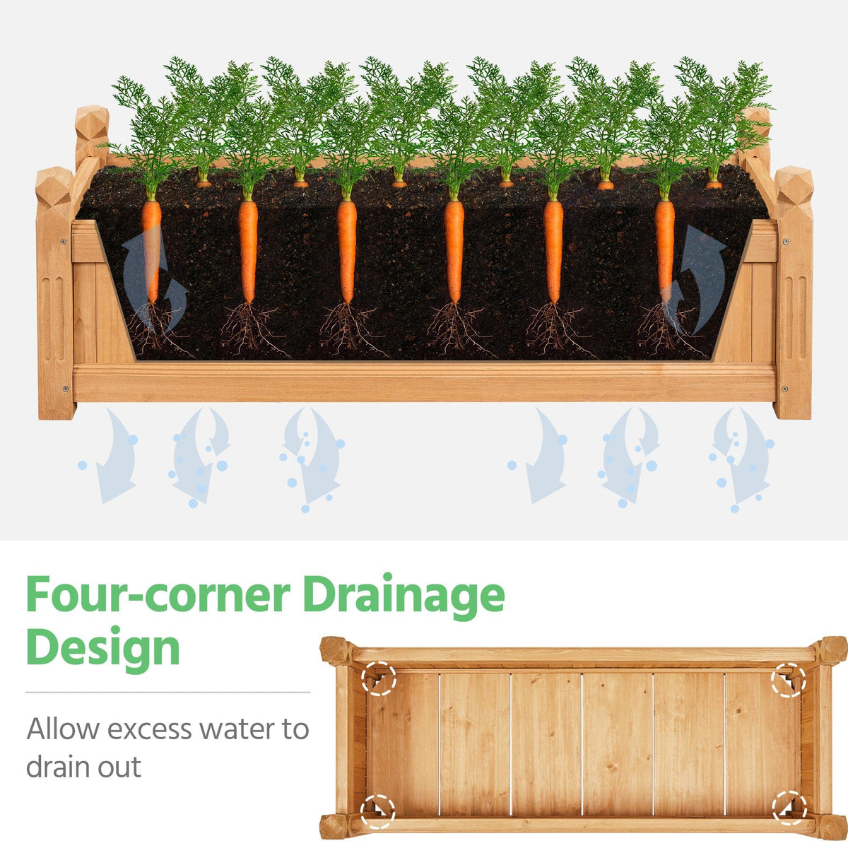 Yaheetech 43.5" Wooden Raised Garden Bed Rectangular Planter Box, 1pcs