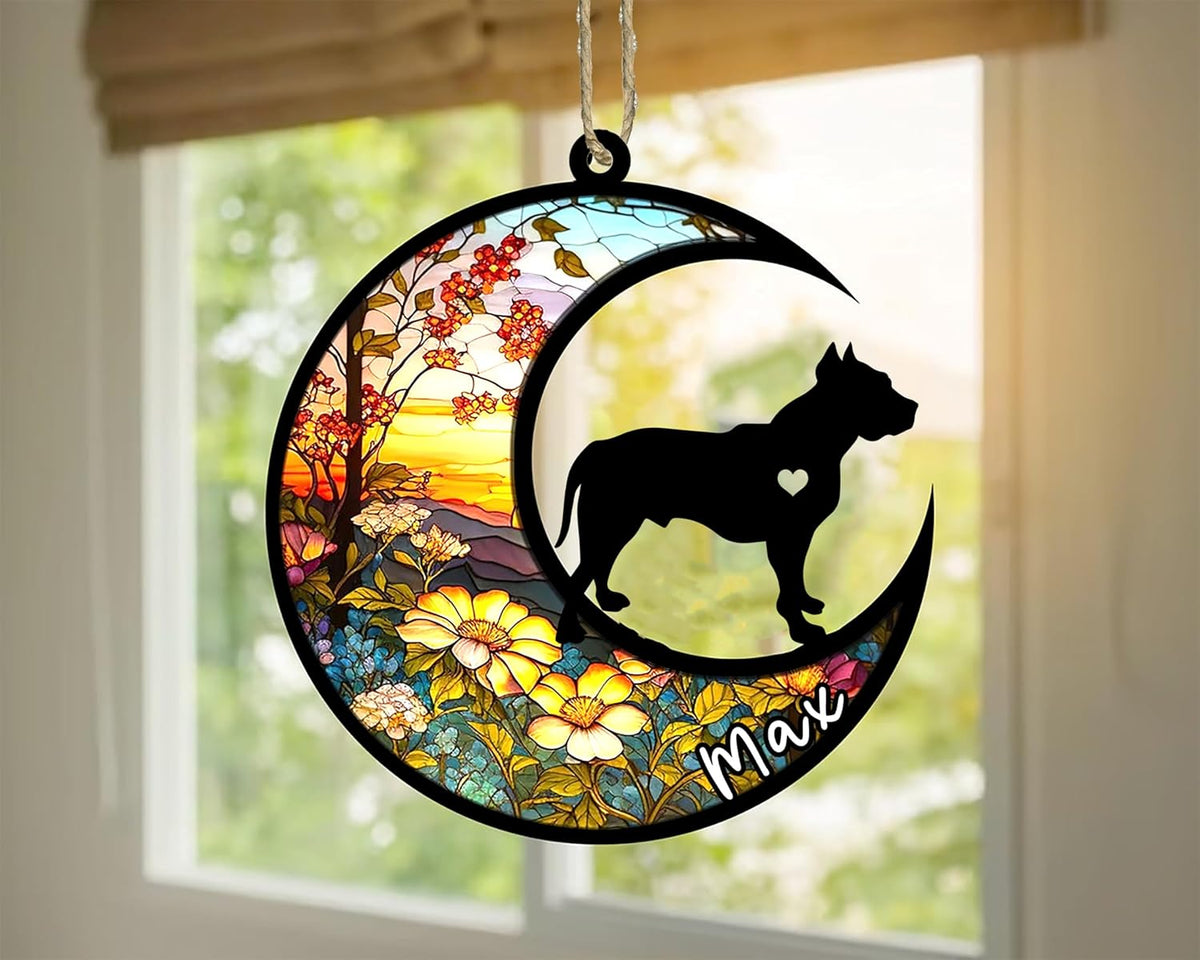 Personalized Dog Memorial, Custom Name Pit Bull Dog Christmas Ornament with Name, Custom Breeds