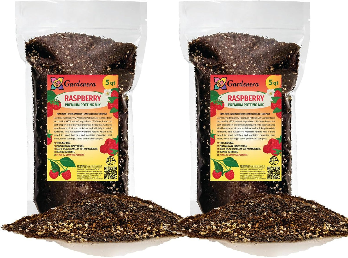 Gardenera Premium Raspberry Potting Soil Mix - Optimal Blend for Thriving and Juicy Berries - 10