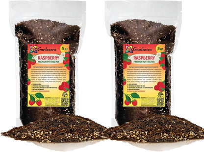 Gardenera Premium Raspberry Potting Soil Mix - Optimal Blend for Thriving and Juicy Berries - 10