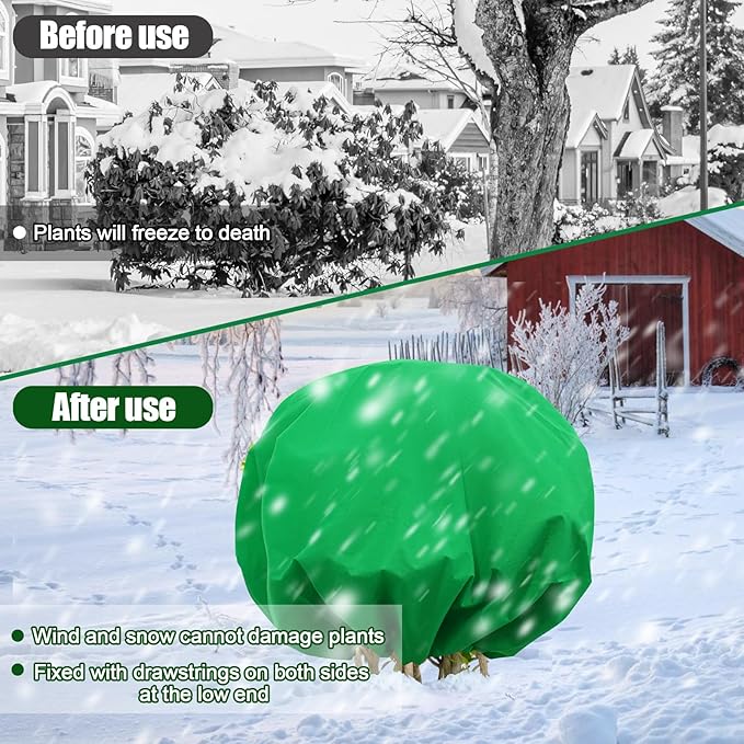 NNG 2PCS 9.7ft Dia. Round Winter Plant Covers Reusable Tree Freeze Protection with Drawstring