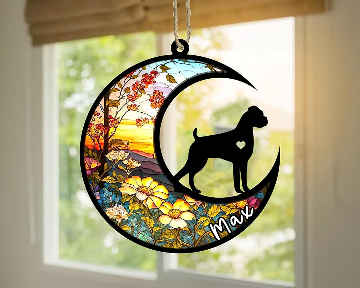 Personalized Dog Memorial, Custom Name Boxer Dog Christmas Ornament with Name, Custom Breeds, Pet
