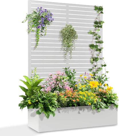 71"x47"x16" Metal Planter Box with Trellis, Raised Garden Bed with Trellis, Trellis with Planter