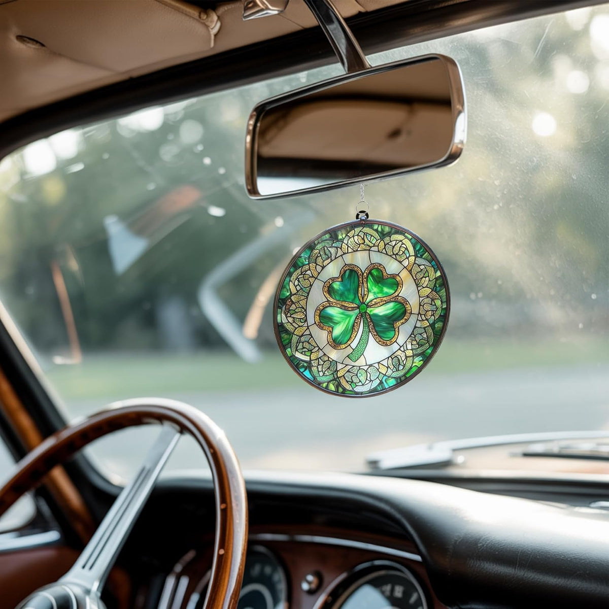 Shamrock Four Leaf Acrylic Suncatcher Stained Glass Effect Window Car Hanging Christmas Ornament