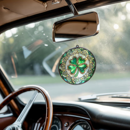 Shamrock Four Leaf Acrylic Suncatcher Stained Glass Effect Window Car Hanging Christmas Ornament