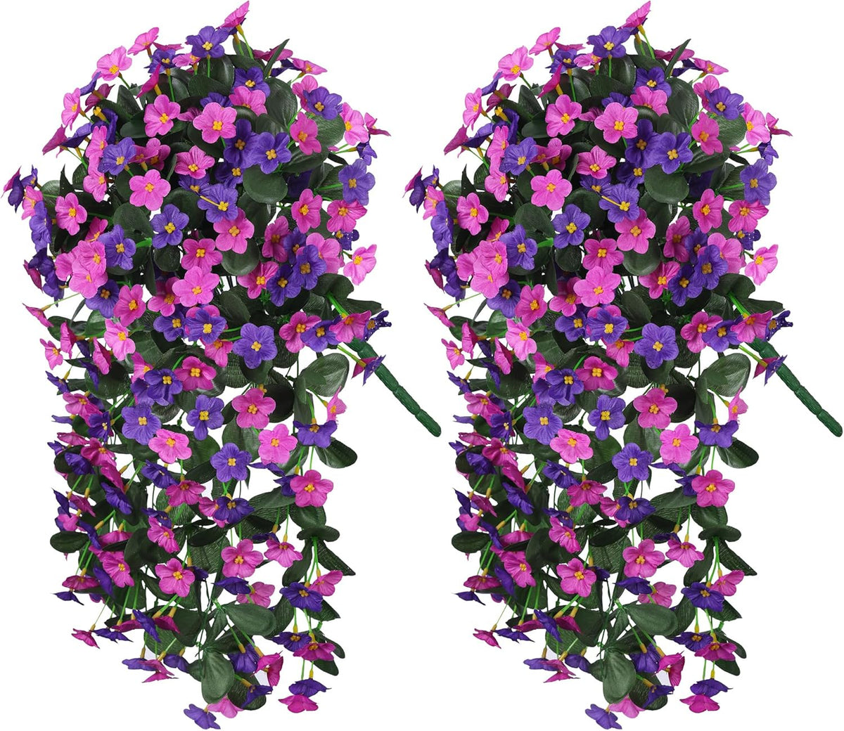 Artificial Fake Hanging Flowers Plants Vines for Outdoor Summer Decoration, 2PCS Faux Silk Orchid