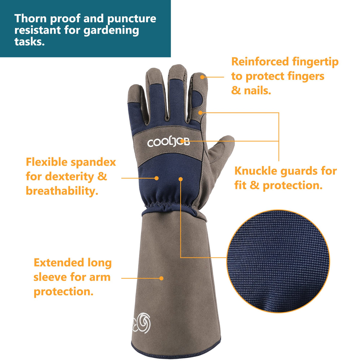 COOLJOB Thorn Proof Rose Pruning Garden Gloves for Men, Long Sleeve Padded Yard Work for Bush