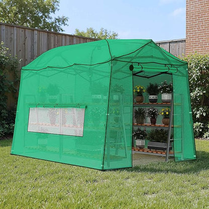 11 x 8.5 FT Walk-in Greenhouse, Portable Pop-up Green House 3 Adjustable Hights Heavy Duty Plant