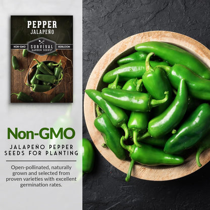 Jalapeño Pepper Seeds for Planting | Hot Heirloom Non-GMO Peppers for Pickling & Salsas – Survival