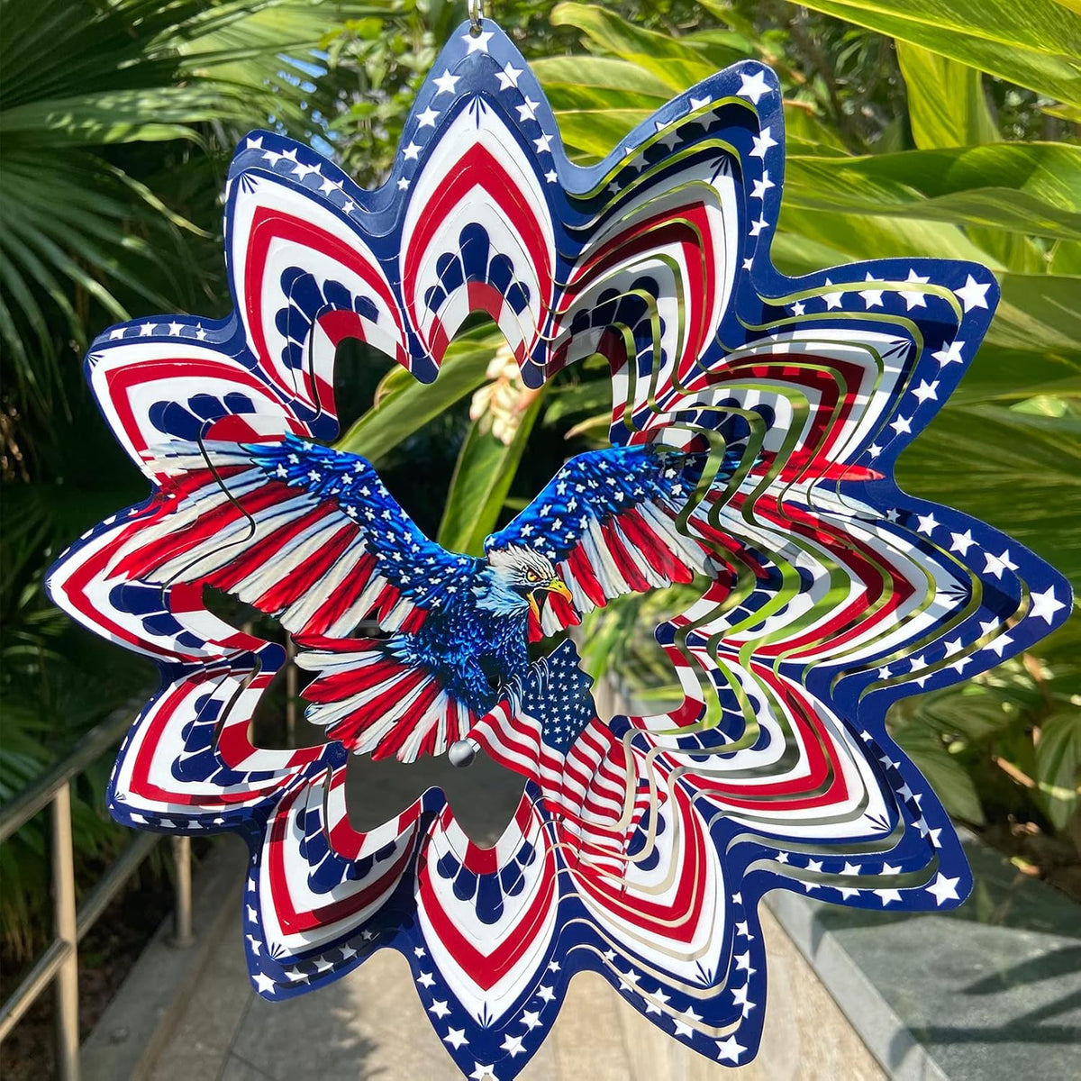 Eagle Wind Spinners for Yard and Garden,Wind Spinner Hanging,3D Metal Wind Catchers,12in American