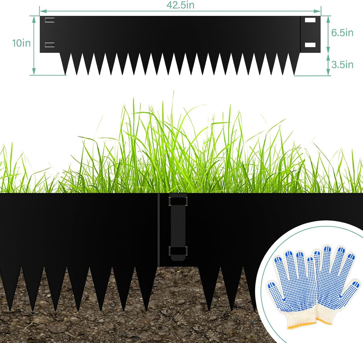 10 Inch Steel Garden Edging Borders, 40" L x 10" H Strips Metal Landscape Edging - Bendable Metal