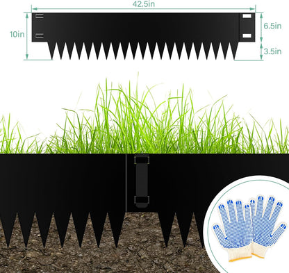 10 Inch Steel Garden Edging Borders, 40" L x 10" H Strips Metal Landscape Edging - Bendable Metal